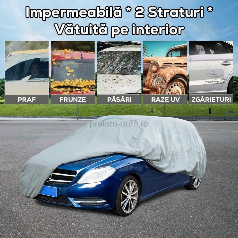Prelata auto FIAT Grande Punto 2005-2009 - impermeabila - 2 straturi - gri