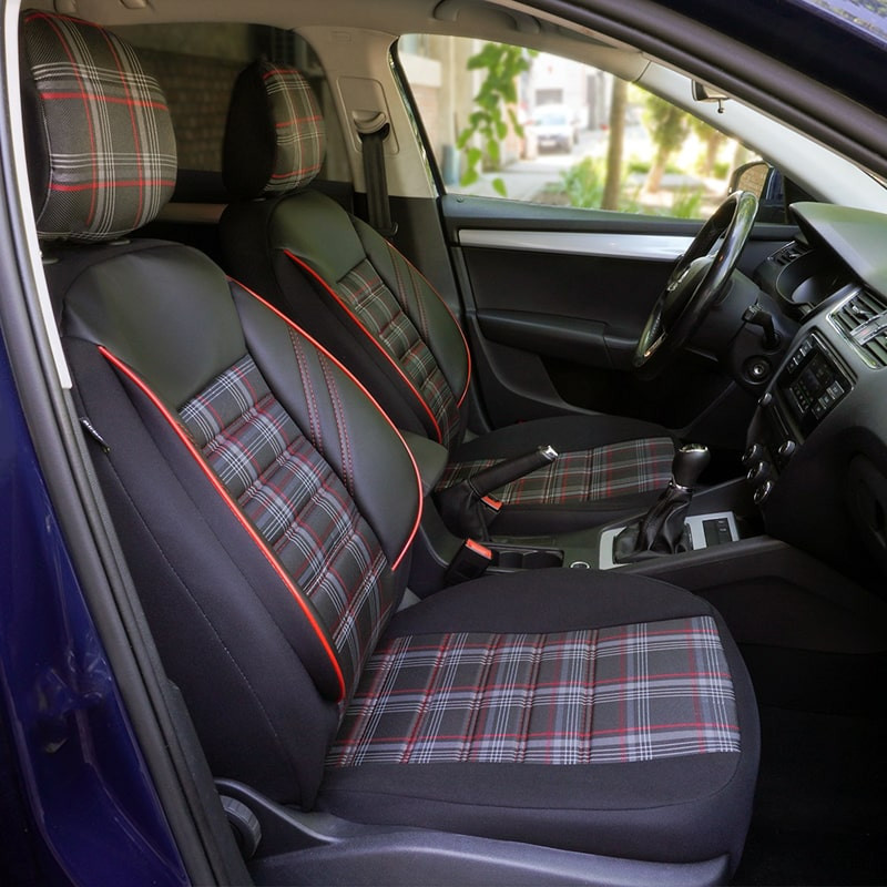 Huse scaune auto compatibile AUDI A4 B6 2000-2006 - Sport - Culoare: negru + rosu