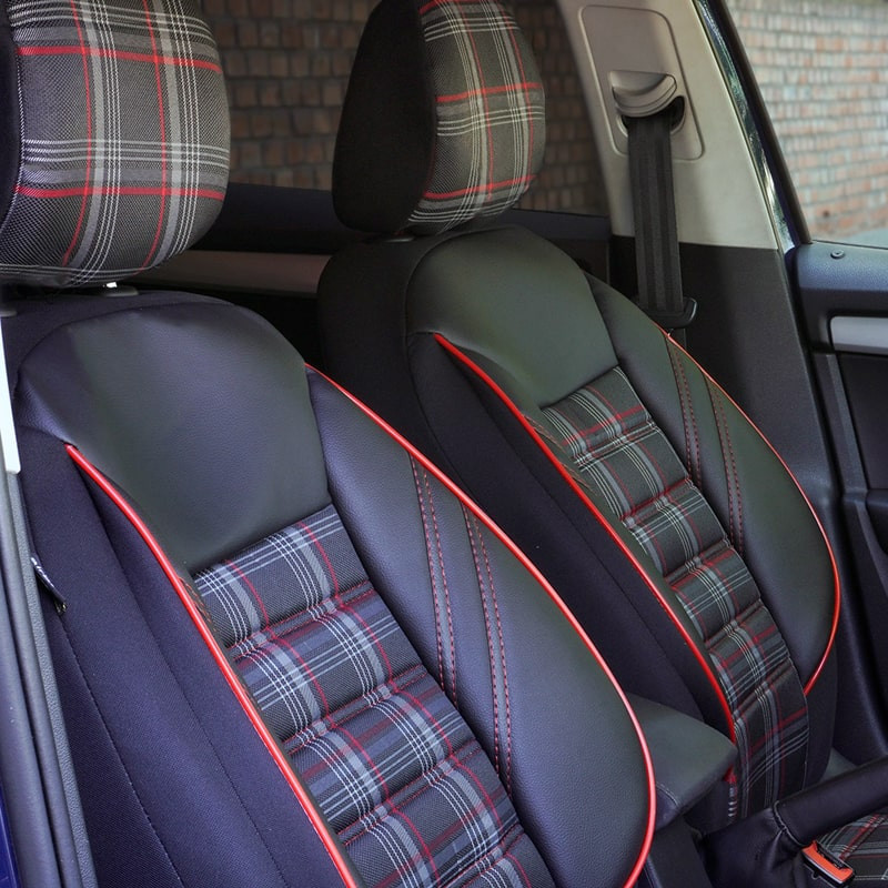 Set huse scaune auto compatibile BMW Seria 3 E90 / E91 2004-2011 - Sport - Culoare: negru + rosu