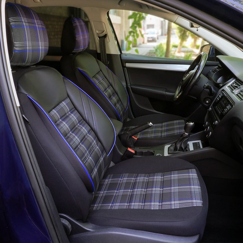 Huse scaune auto compatibile AUDI A4 B5 1994-2001 - Sport - Culoare: negru + albastru