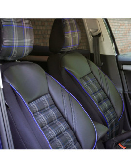 Set huse scaune auto compatibile VW Jetta V 2005-2010 - Sport - Culoare: negru + albastru