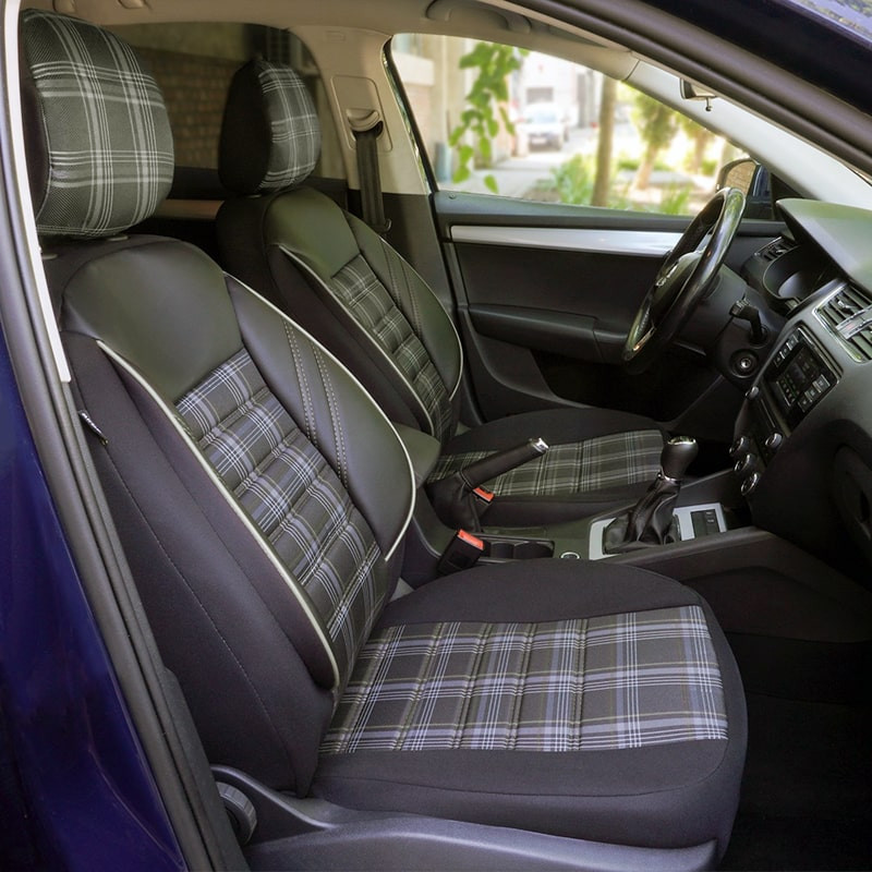 Set huse scaune auto compatibile MERCEDES Clasa C W204 2008-2015 - Sport - Culoare: negru + gri
