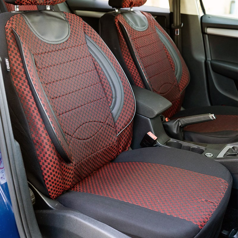 Huse auto AUDI A4 B7 2004-2008 - City - Culoare: negru + rosu