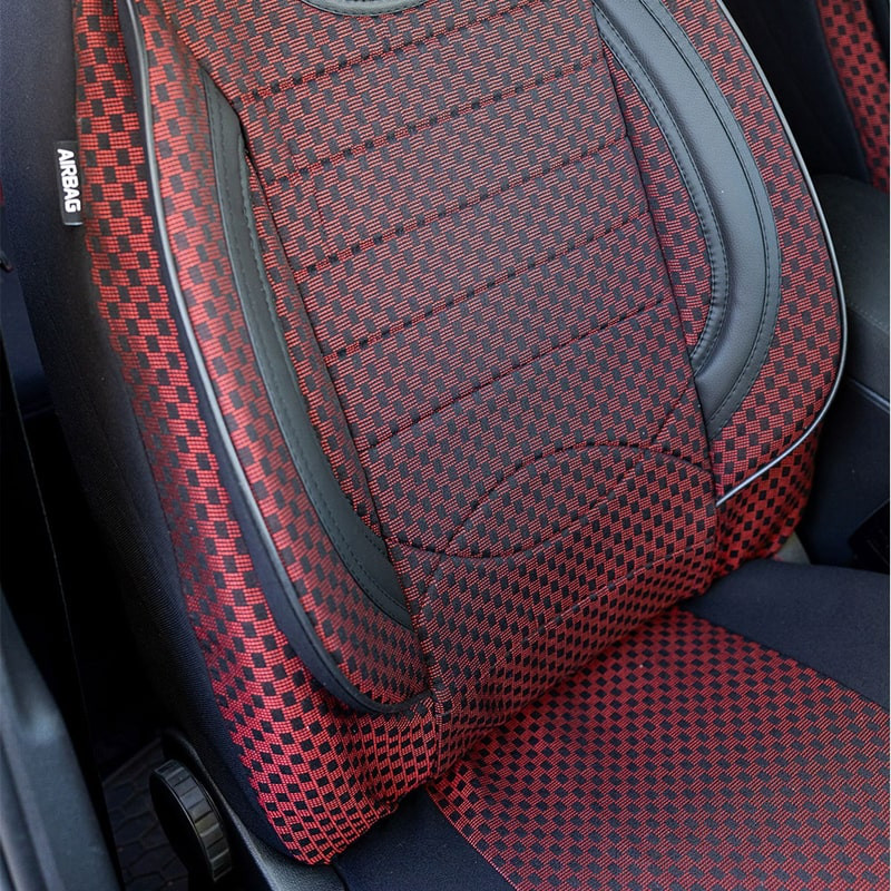 Huse scaune auto PEUGEOT 407 2004-2012 - City - Culoare: negru + rosu