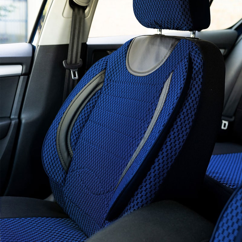 Set huse scaune auto compatibile VW Jetta IV 1999-2006 - City - Culoare: negru + albastru