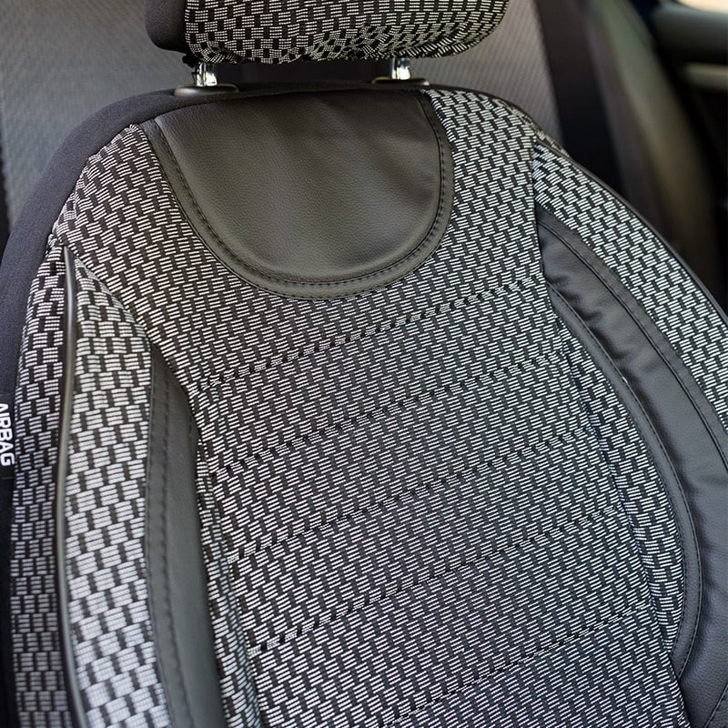 Set huse scaune auto compatibile BMW Seria 3 E90 / E91 2004-2011 - City - Culoare: negru + gri