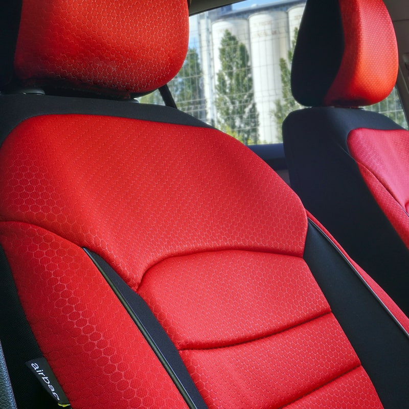 Set huse scaune auto compatibile DACIA Duster I 2010-2017 - Urban - Culoare: negru + rosu