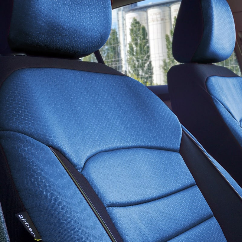 Set huse scaune auto compatibile PEUGEOT 407 2004-2012 - Urban - Culoare: negru + albastru