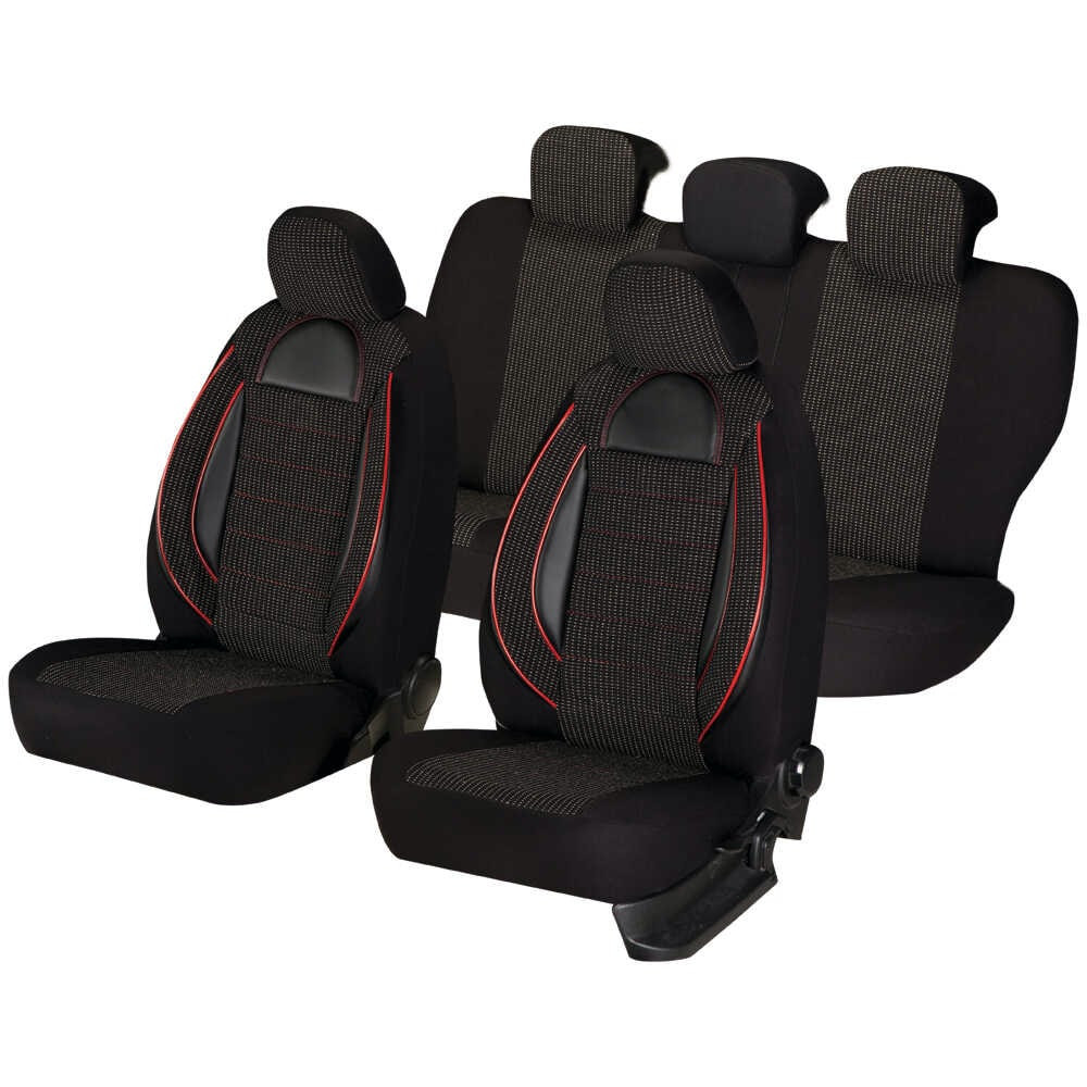 Huse auto DACIA Sandero I 2008-2012 - Racing - Culoare: negru + rosu