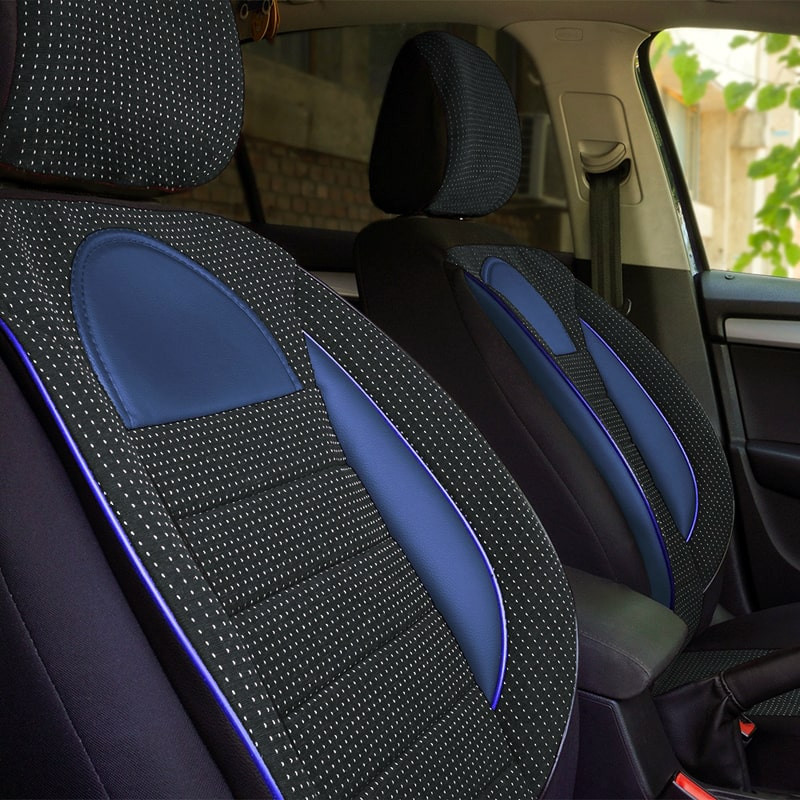Set huse scaune auto compatibile AUDI A3 (8L) 1996-2003 - Racing - Culoare: negru + albastru