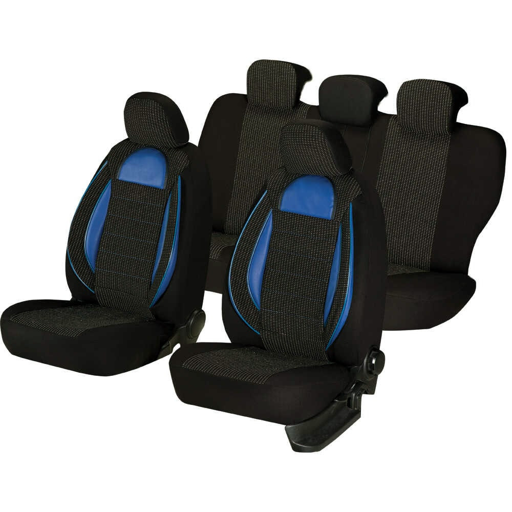 Huse auto MERCEDES Clasa C W203 2000-2007 - Racing - Culoare: negru + albastru