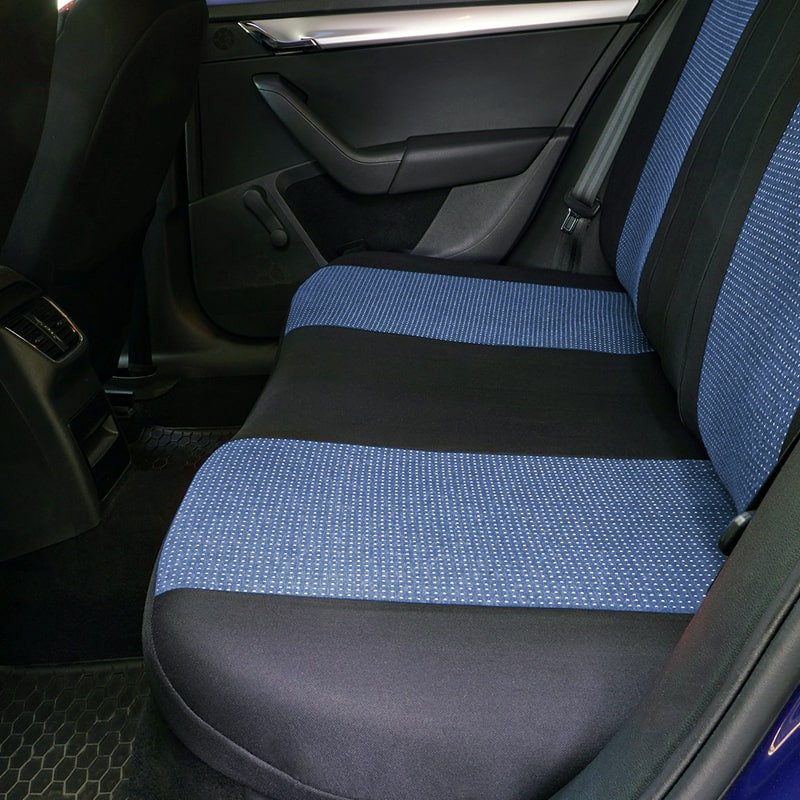 Huse scaune auto compatibile LAND ROVER Freelander II 2006-2014 (4 usi) - Racing - Culoare: negru + albastru