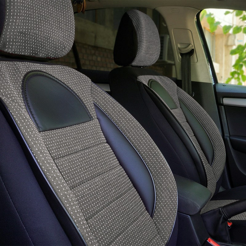 Set huse scaune auto compatibile MERCEDES Clasa C W203 2000-2007 - Racing - Culoare: negru + gri