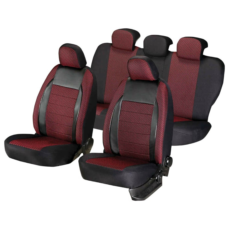 Huse auto SEAT Cordoba II 2002-2010 - Elegance - Culoare: negru + rosu
