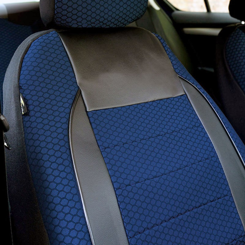 Huse scaune auto SKODA Rapid 2012-2019 - Elegance - Culoare: negru + albastru