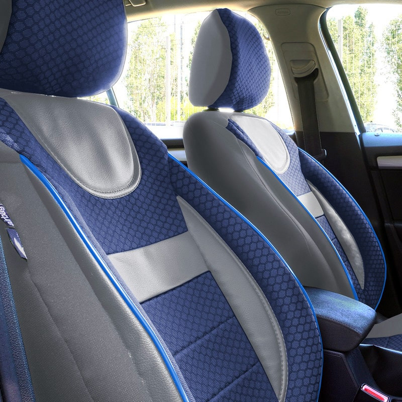 Set huse scaune auto compatibile OPEL Corsa C 2000-2007 - Dynamic - Culoare: gri + albastru