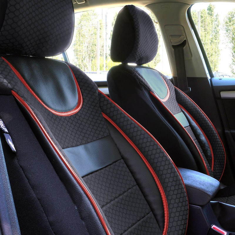 Set huse scaune auto compatibile BMW Seria 1 E87 2004-2011 - Dynamic - Culoare: negru + rosu