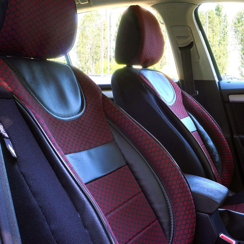 Set huse scaune auto compatibile LAND ROVER Freelander II 2006-2014 (4 usi) - Dynamic - Culoare: negru + rosu