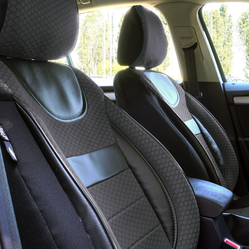 Set huse scaune auto compatibile SEAT Leon II 2005-2012 - Dynamic - Culoare: negru + gri