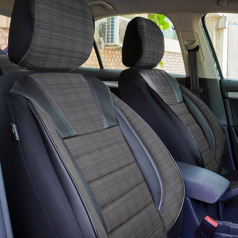 Set huse scaune auto compatibile DACIA Logan I 2004-2012 - Luxury - Culoare: negru + gri