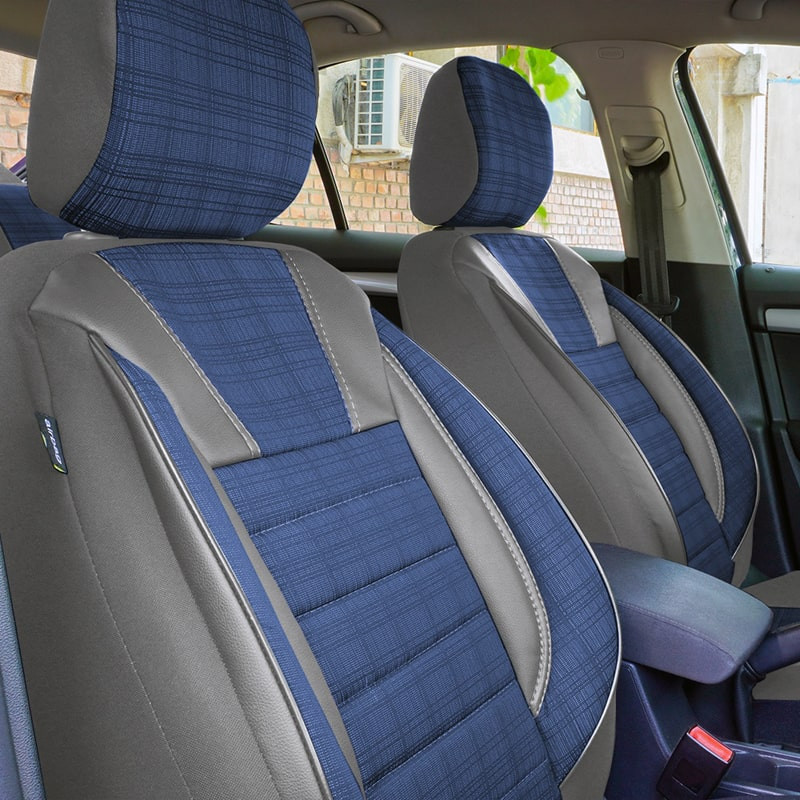 Set huse scaune auto compatibile DACIA Duster I 2010-2017 - Luxury - Culoare: gri + albastru