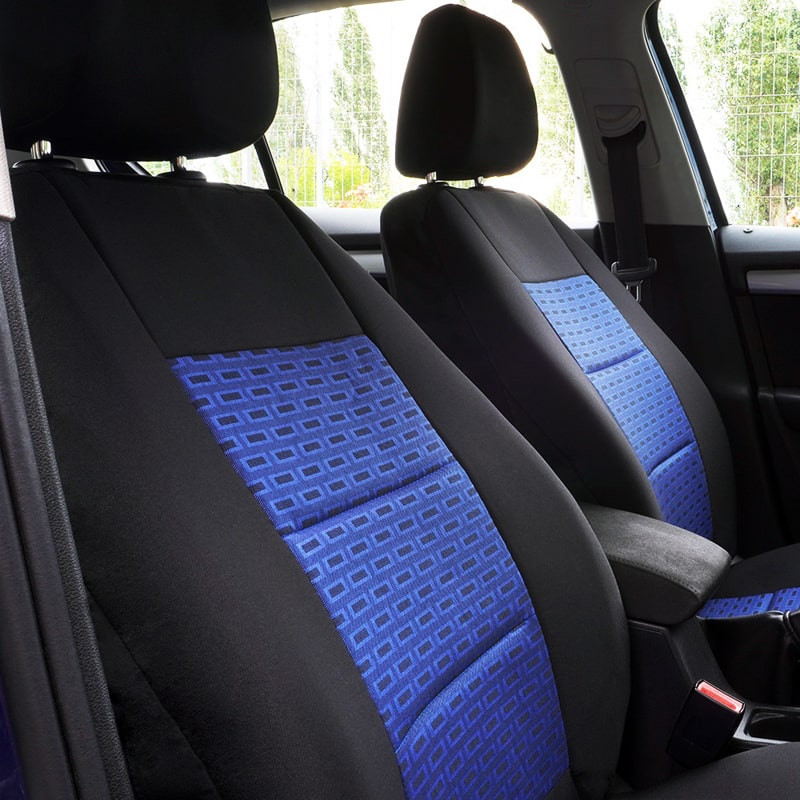 Set huse scaune auto compatibile BMW Seria 3 E46 1997-2004 - Premium Lux - Culoare: negru + albastru