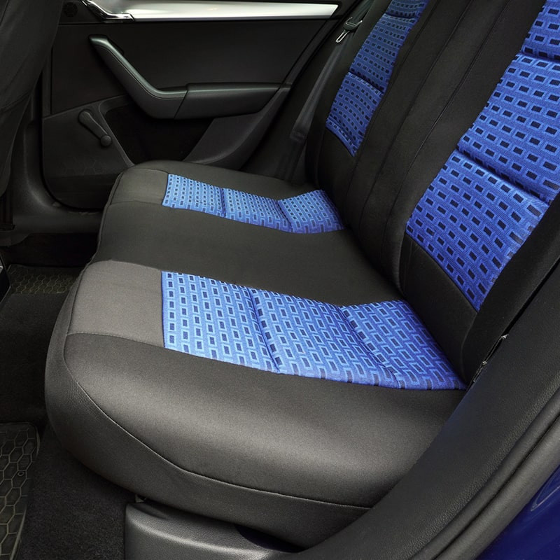 Huse scaune auto SKODA Rapid 2012-2019 - Premium Lux - Culoare: negru + albastru