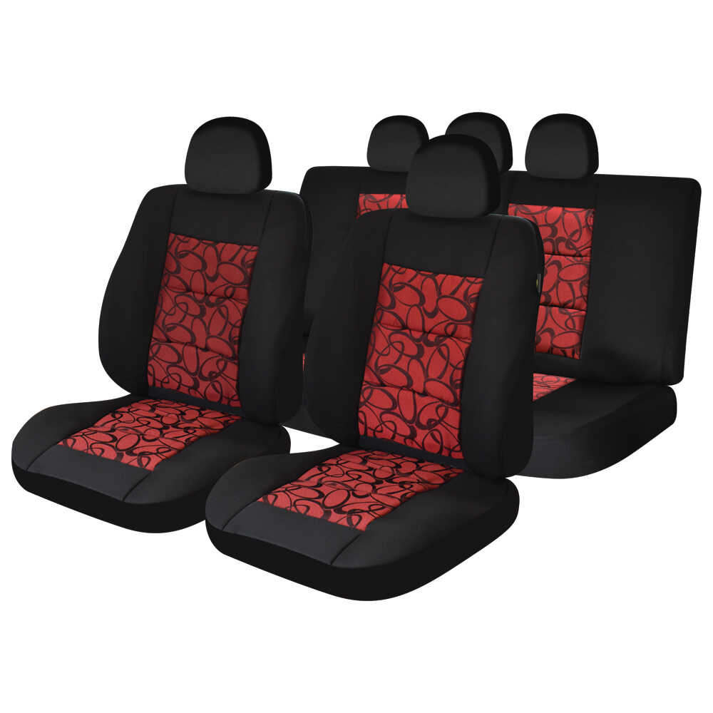 Set huse scaune auto compatibile VW Jetta V 2005-2010 - Premium Lux - Culoare: negru + rosu