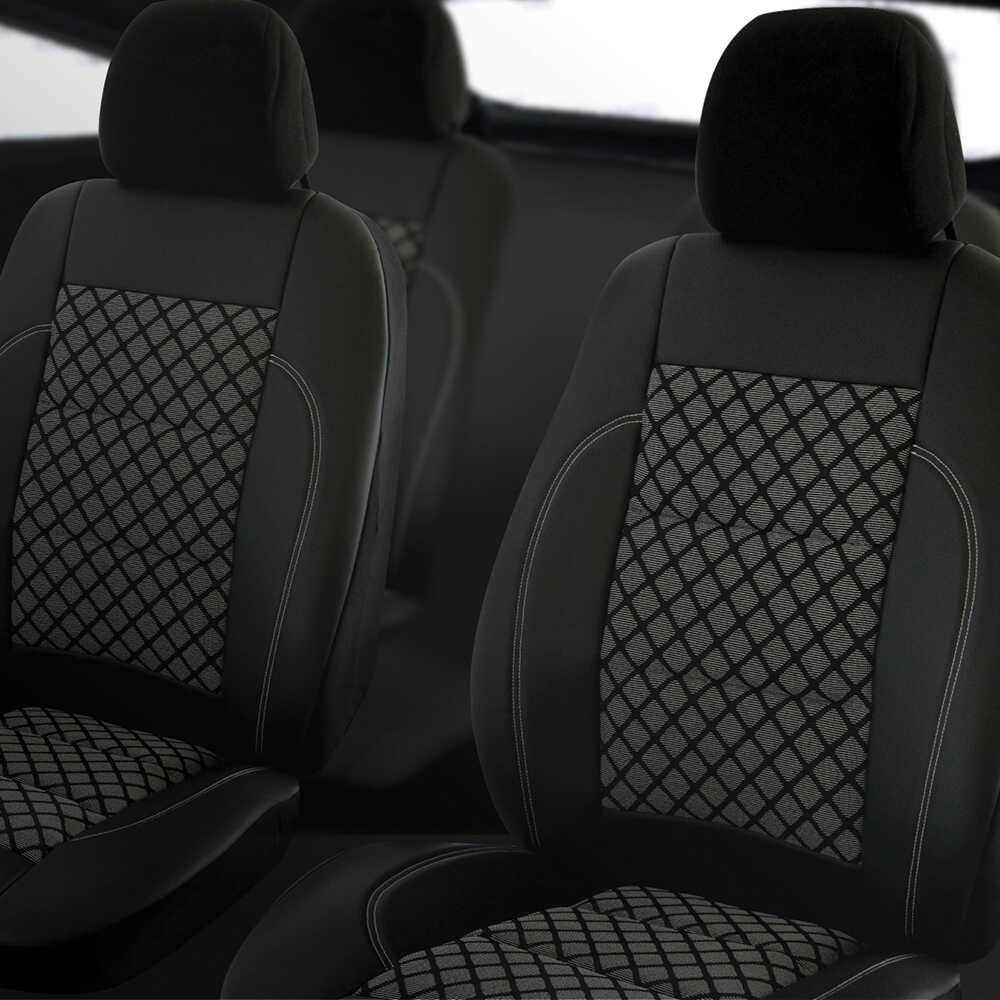 Set huse scaune auto compatibile BMW Seria 1 E87 2004-2011 - Exclusive Leather Premium - Culoare: negru + gri