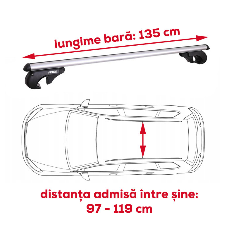 Bare portbagaj cu cheie RENAULT Scenic III 2013-2016 - Aluminiu - 135 cm - AMIO