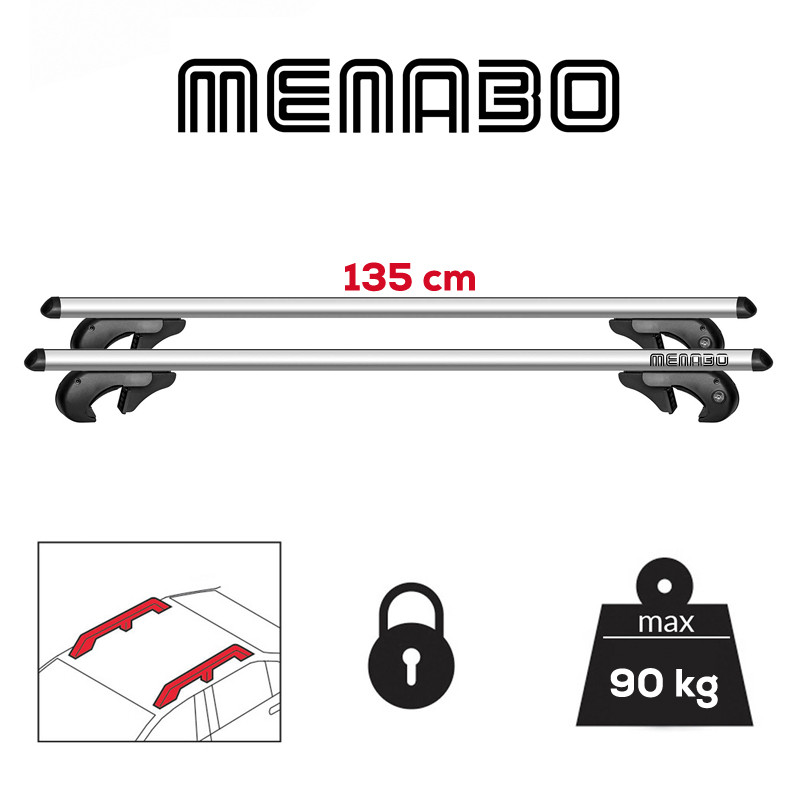 Set bare transversale JEEP Renegade (BU) 2014-2025 - Aluminiu - 135 cm - MENABO BRIO XL
